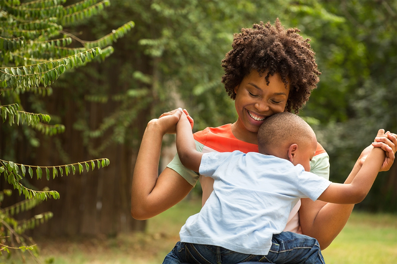 Mother holding child